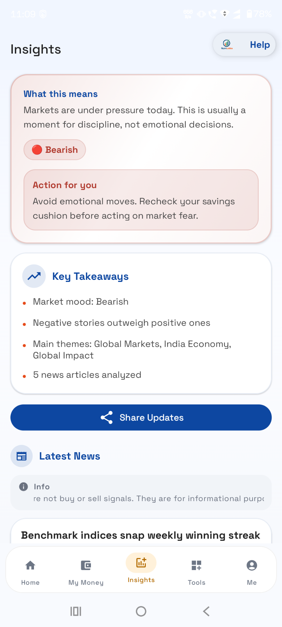 NumLekka finance insights and market analysis screen